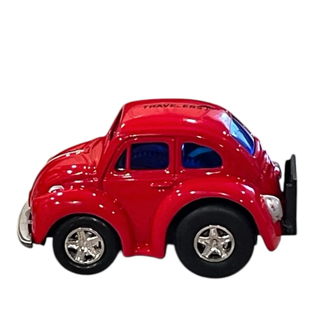 Welly VW Beetle Travelers Insurance Model 92716 Red Diecast Pull Back Mini READ